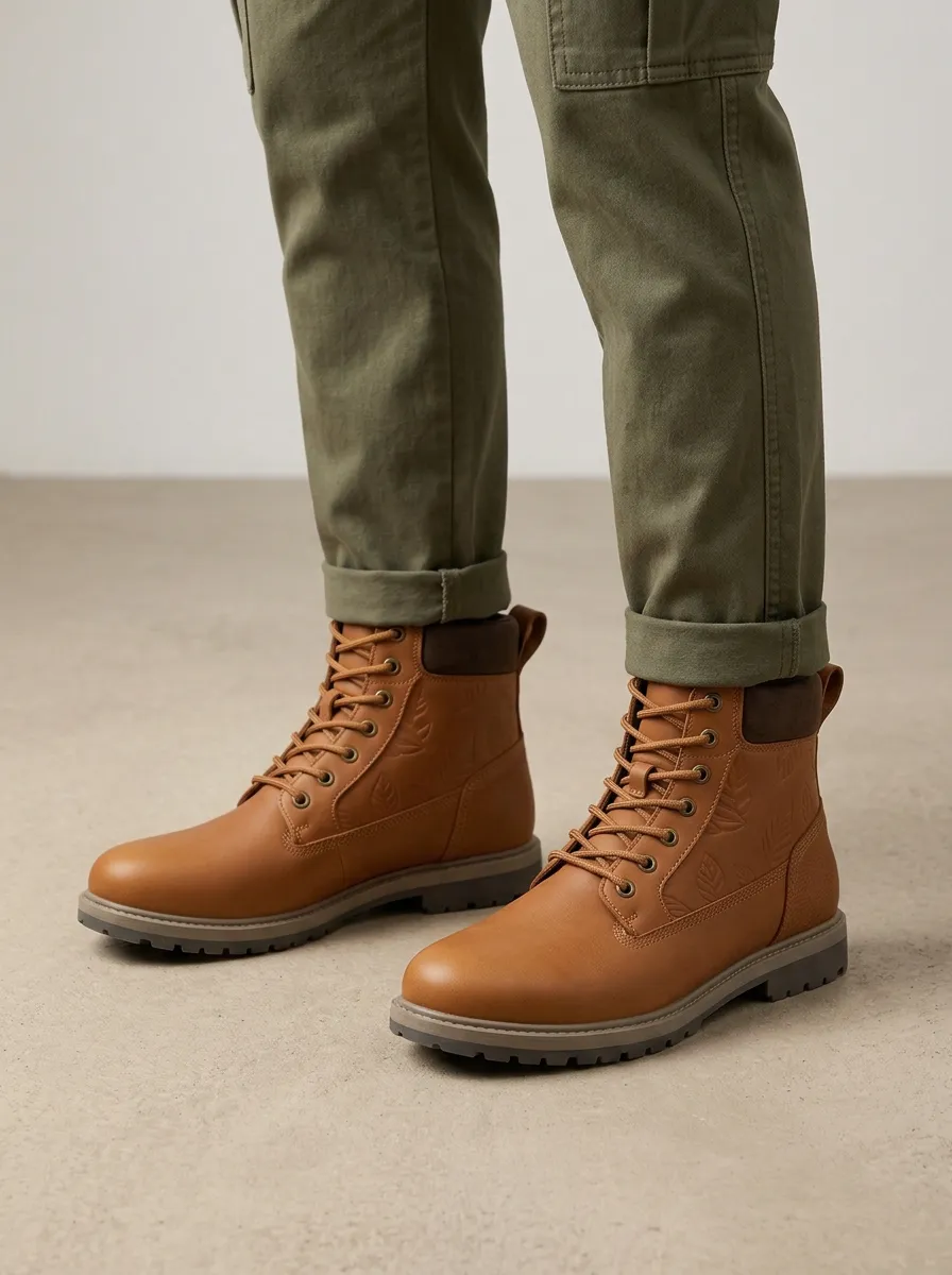 Unisex Nature Lover Leaf Pattern Print Work Boots