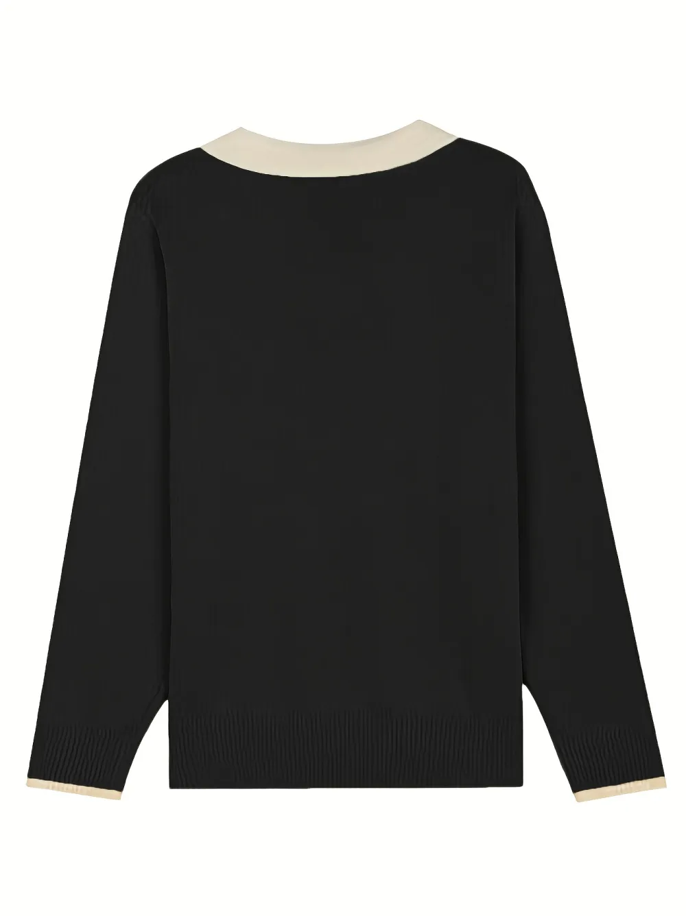 Notched Collar Knitted Sweater Casual Long Sleeve