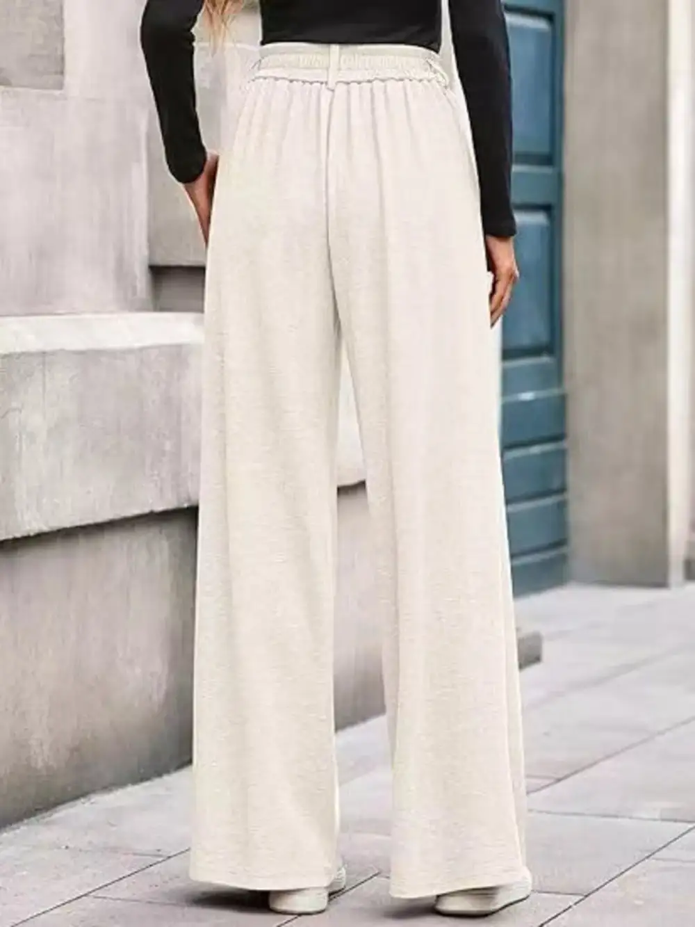 Wide Leg Pocketed Casual Pants
