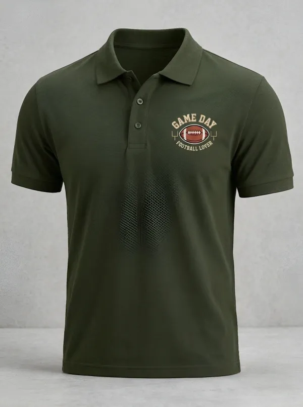 Men's American Football Game Day Football Lover Printed Polo Shirt