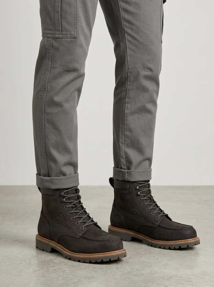 Unisex Everyday Geometric Pattern Embossed Print Work Boots