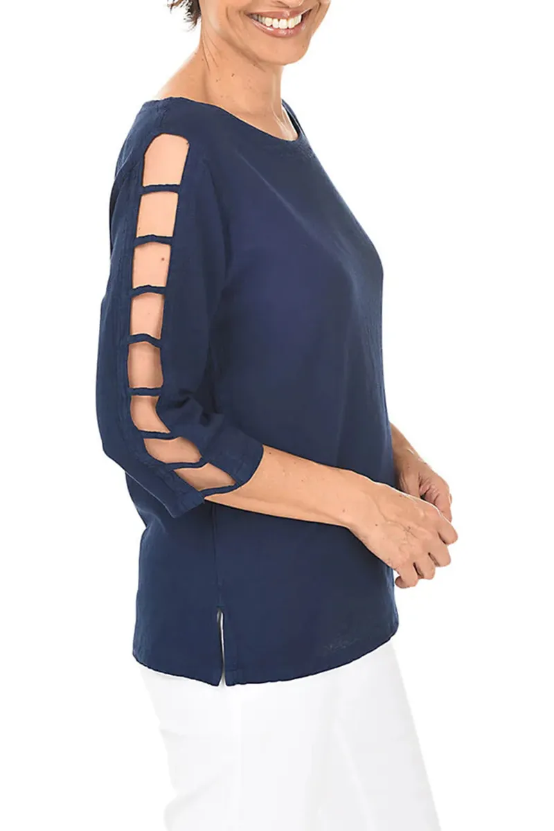 Lattice Sleeve Crinkle Top