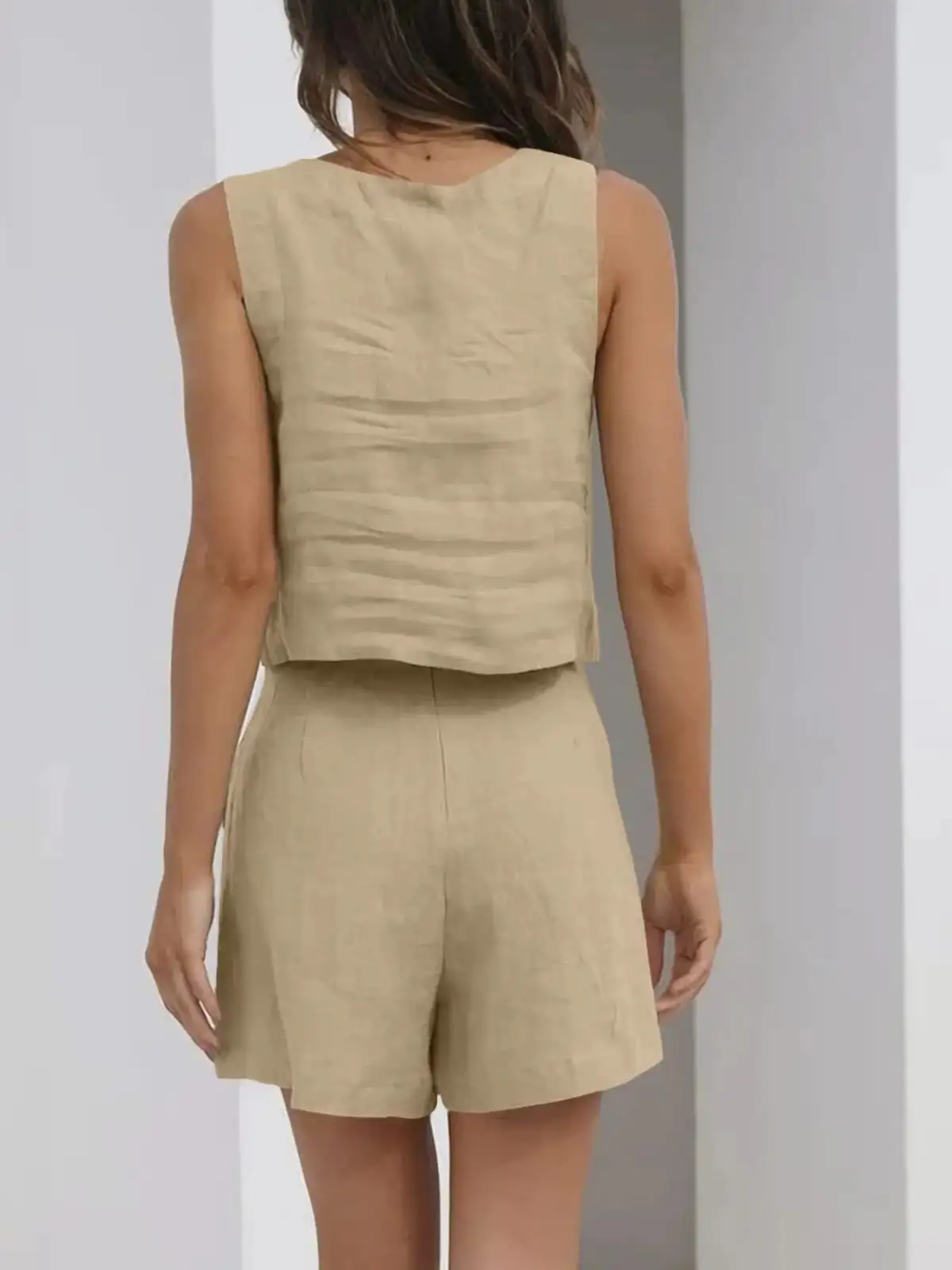 Square-Neck Shorts Matching Set