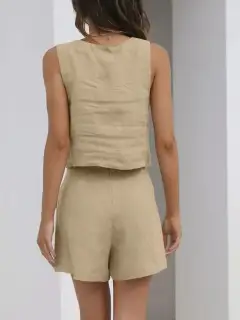 Square-Neck Shorts Matching Set