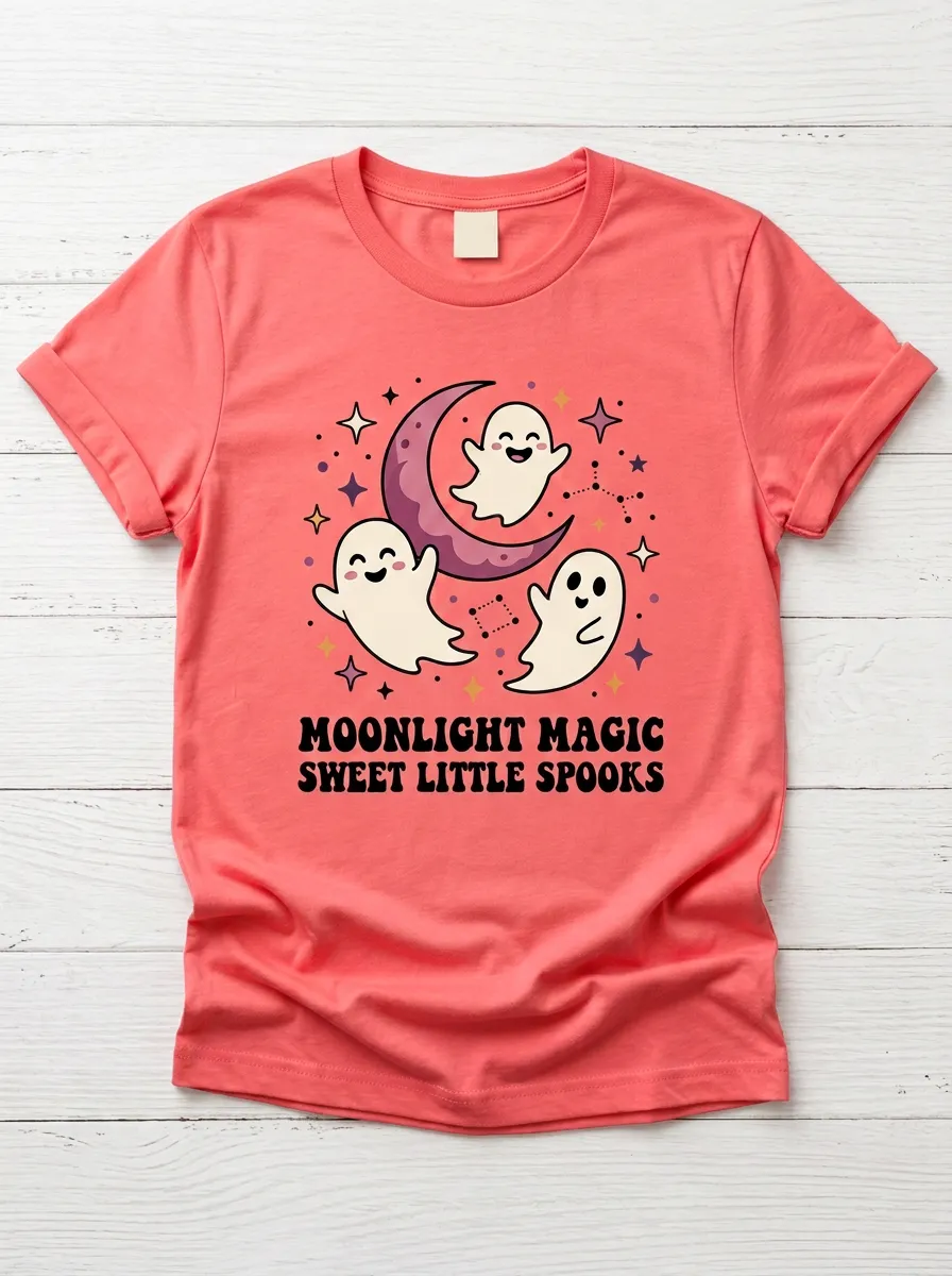 Moonlit Ghost Moon Halloween Graphic T-Shirt