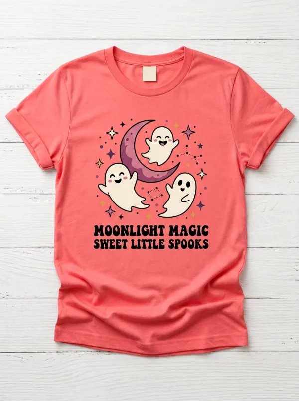 Moonlit Ghost Moon Halloween Graphic T-Shirt