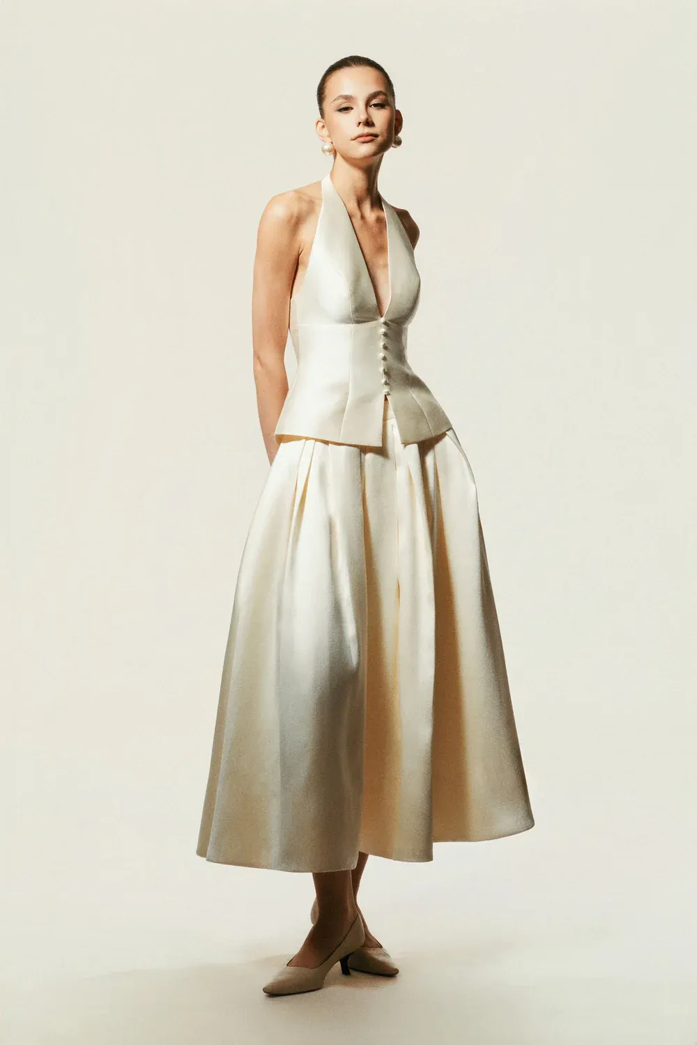 Aurelia White Cami Midi Dress Two-Piece Set