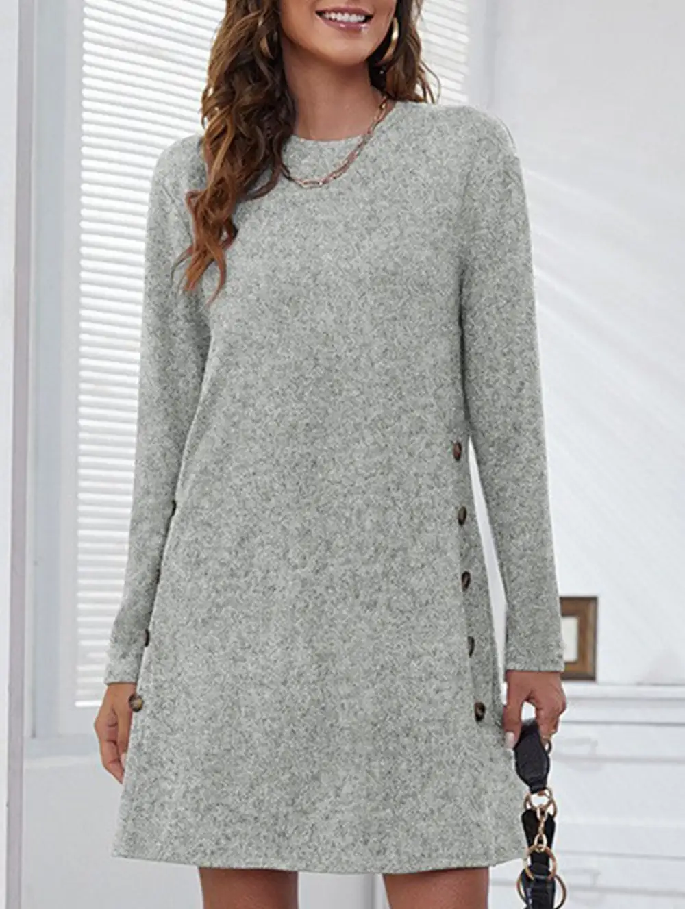 Loose Round Neck Mini Dress