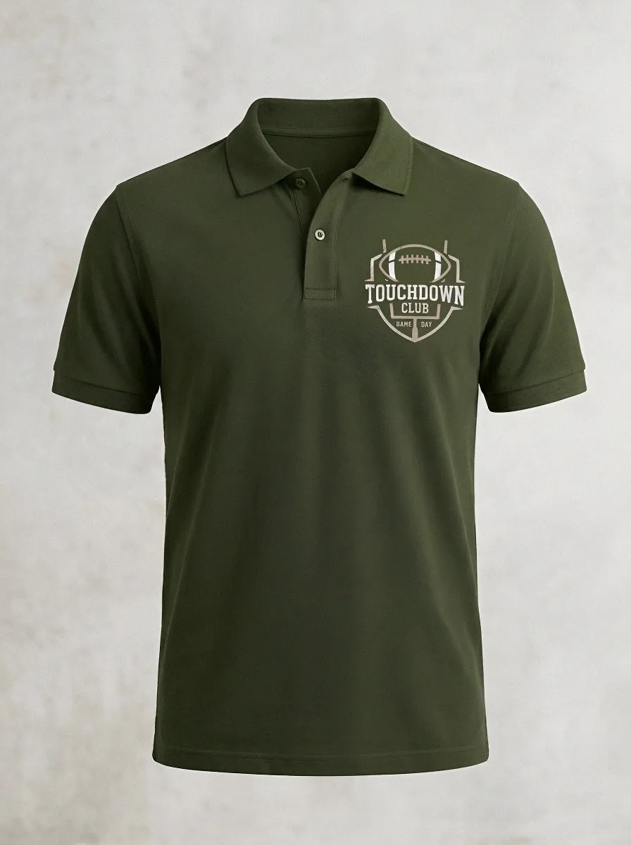 Men's American Football Touchdown Club Shield Printed Polo Shirt