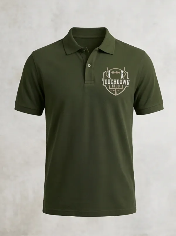 Men's American Football Touchdown Club Shield Printed Polo Shirt