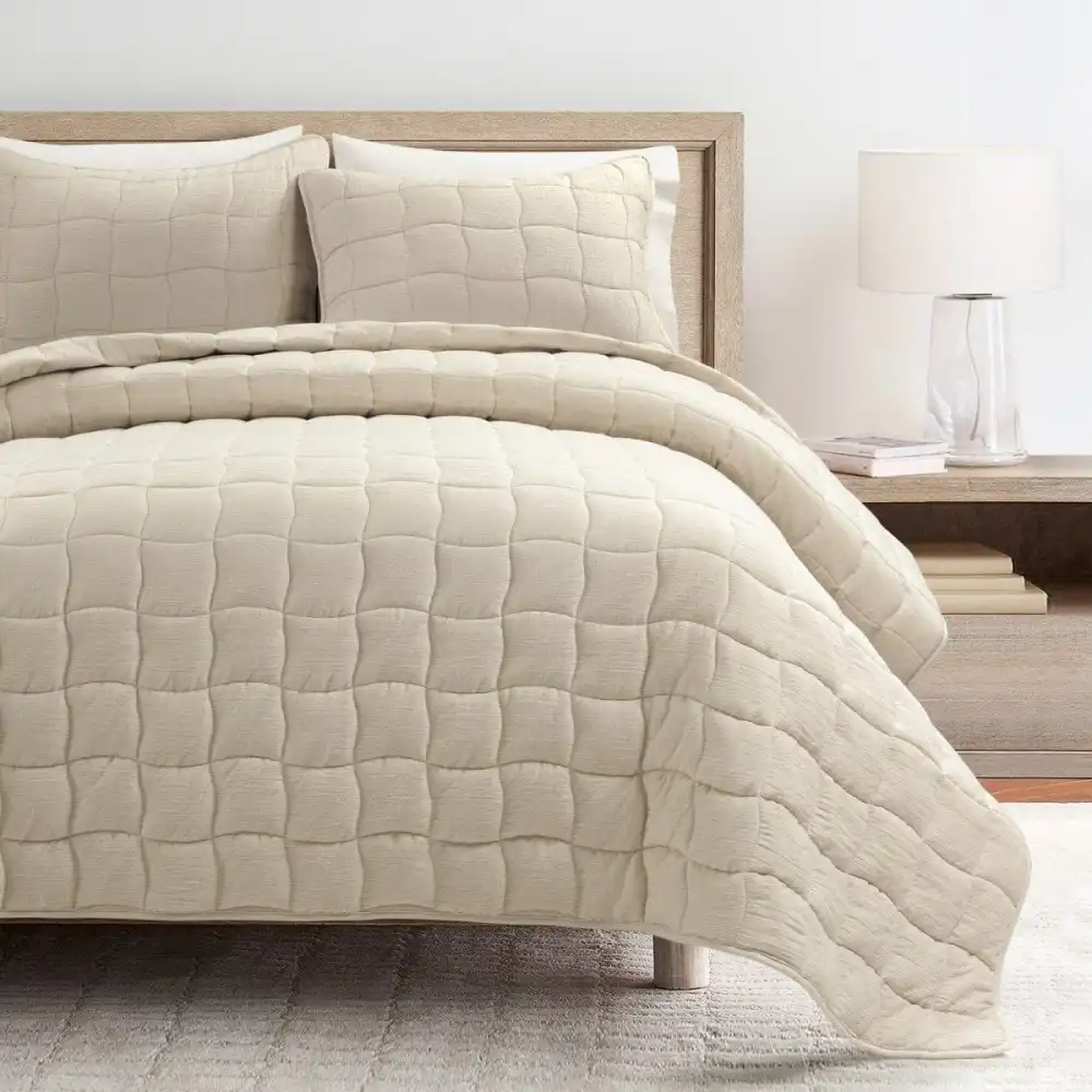 Textured Modern Quilt Bedding Set