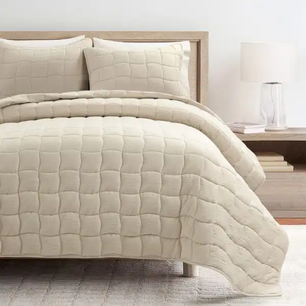 Textured Modern Quilt Bedding Set