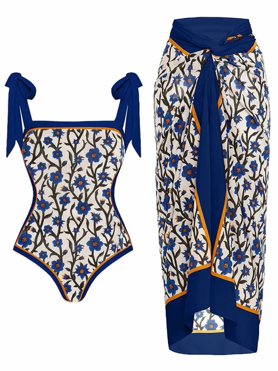 Natalie Chiffon Printed Swimsuit Set