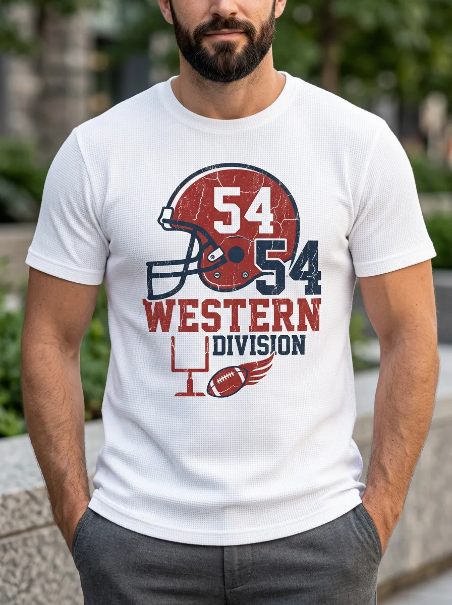 Men's Football Fan Western Division 54 Helmet Printed T-shirt