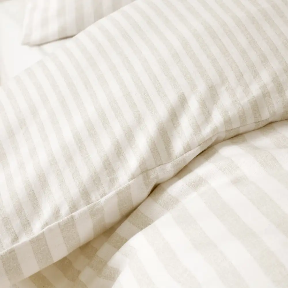 Refined Bedroom Reversible Stripe Linen Duvet Cover Set