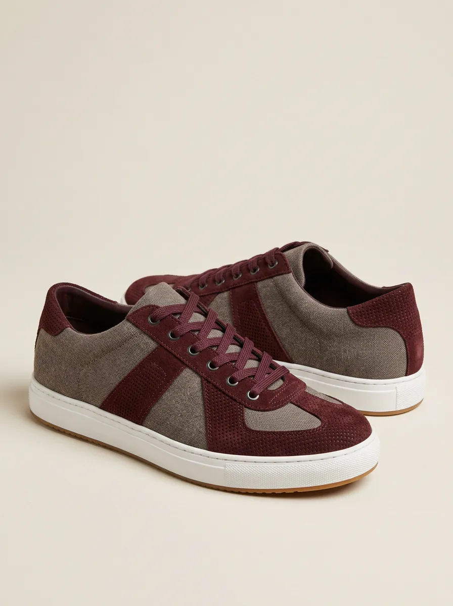 Men's Colorblock Suede Canvas Printed Casual Shoes