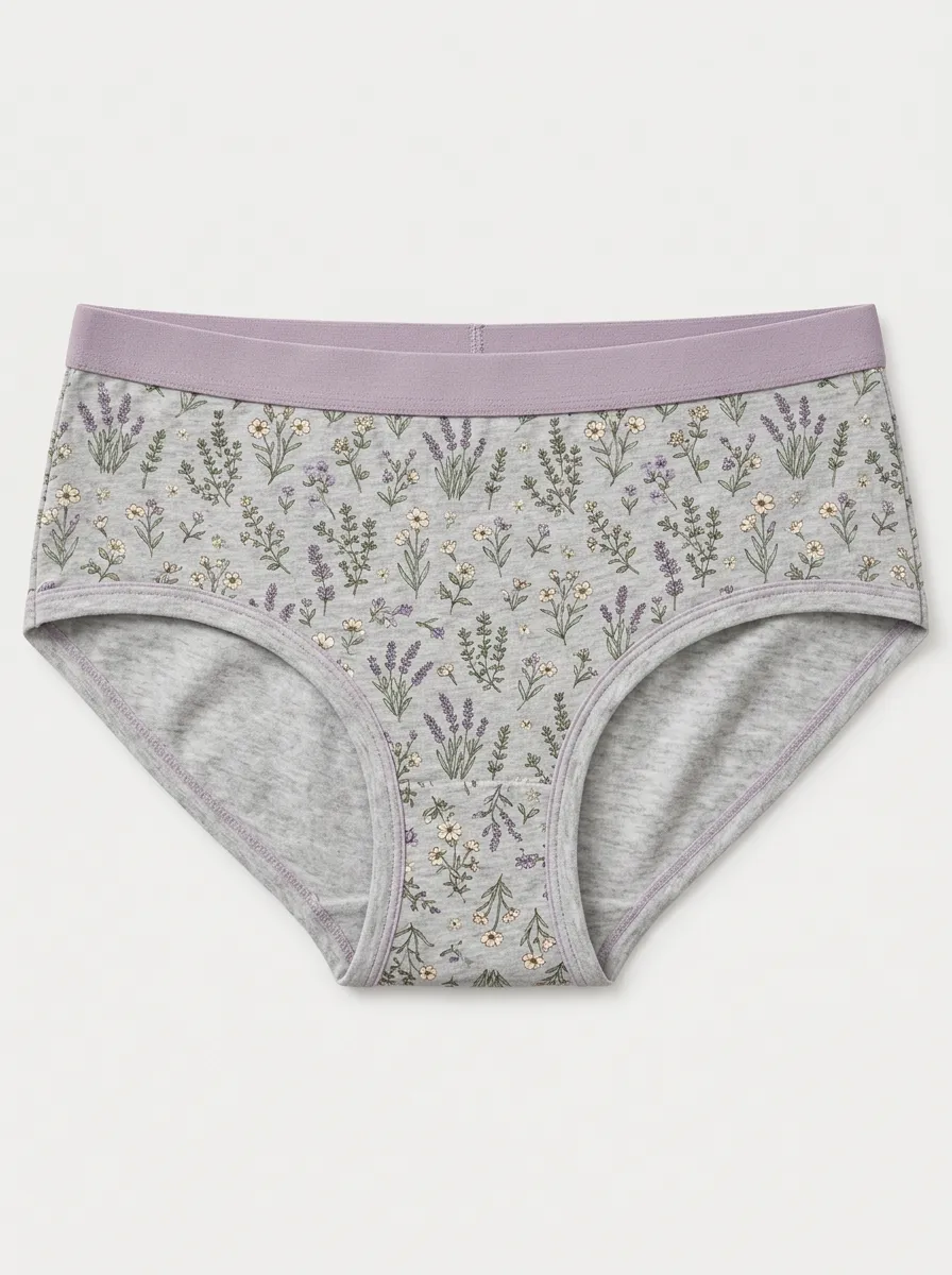 Women's Lavender Floral Flower Printed Briefs
