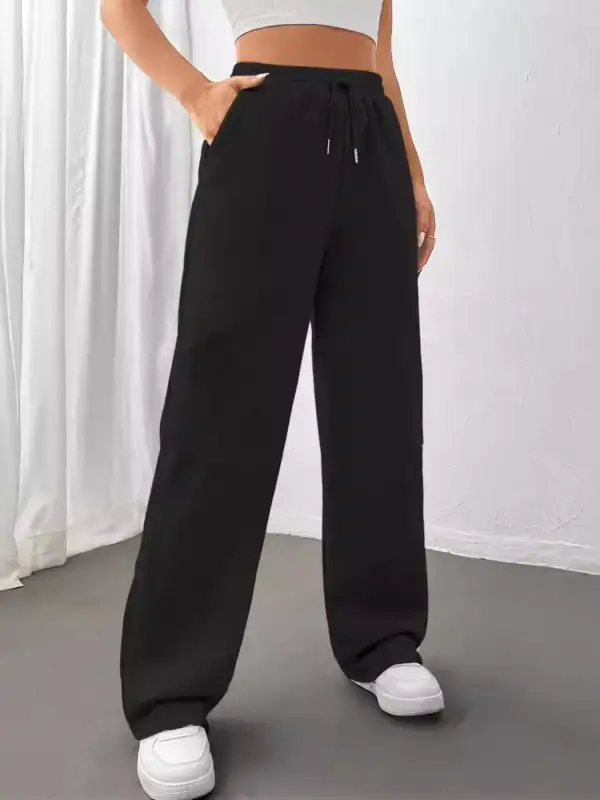 Drawstring Relaxed Fit Pocketed Casual Pants