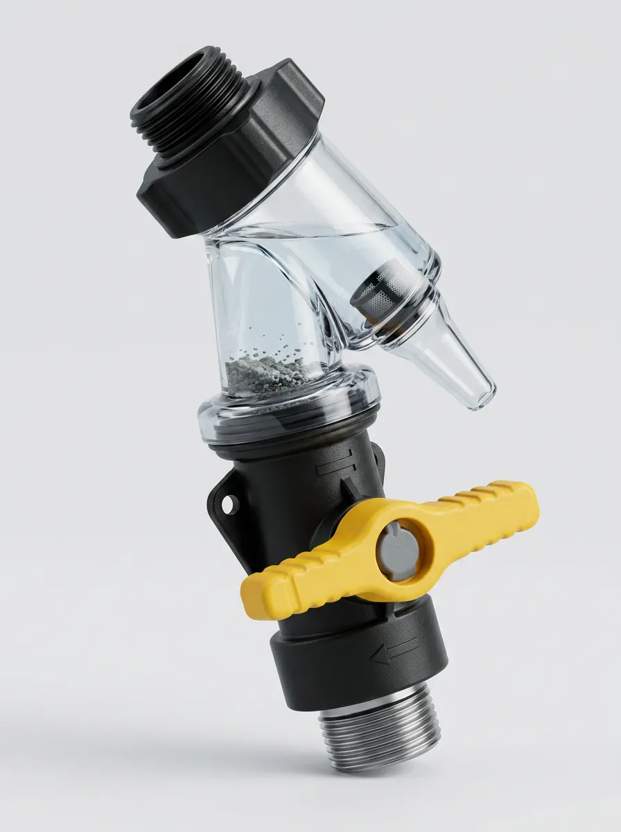 Valve-Controlled Inline Water Heater Flush Filter