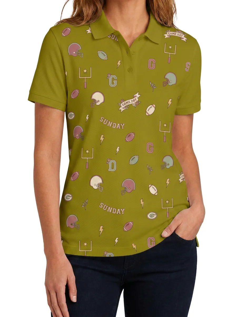 Football Sunday Game Day Helmet Graphic Polo Shirt