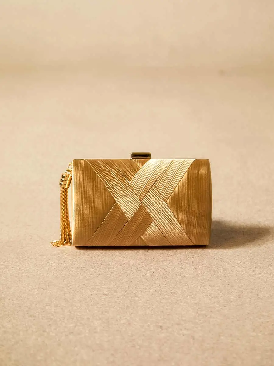 Isadora Textured Pattern Tassel Clutch Bag
