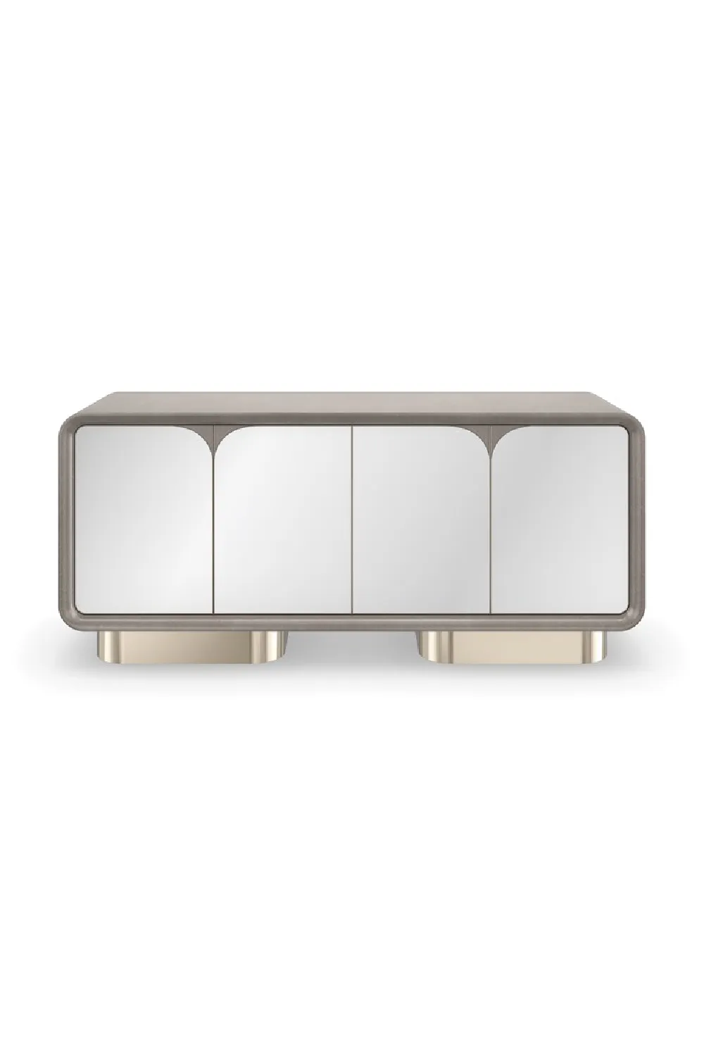 Mirrored Four-Door Media Unit
