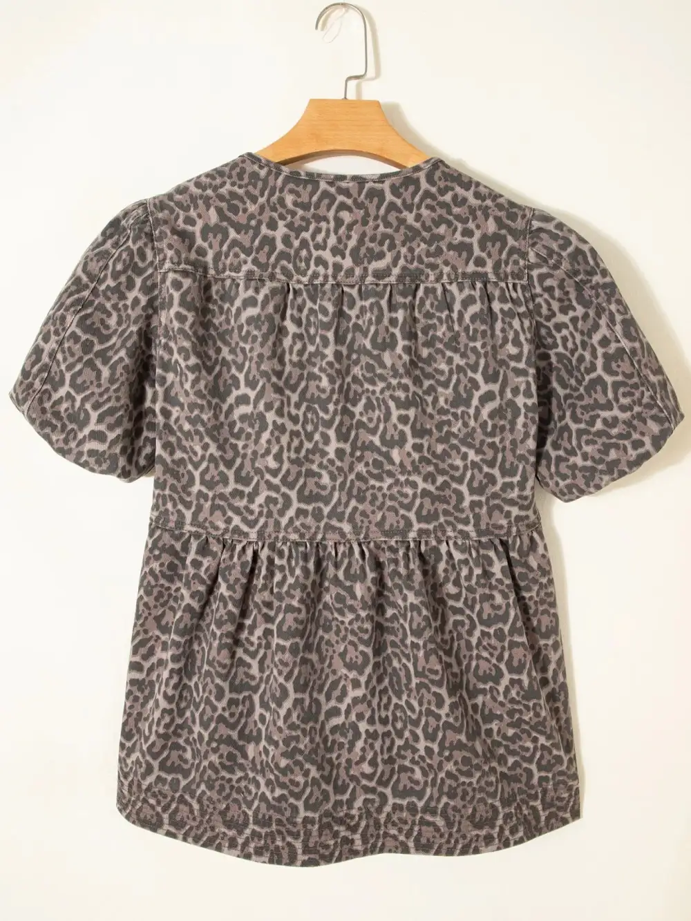 Leopard Print Ruffle Hem Top