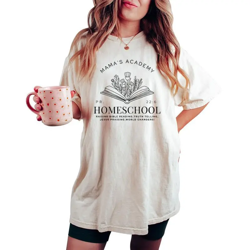 Homeschool Mama Mama's Academy Homeschooling Mom Christian Women's Oversized Comfort T-shirt