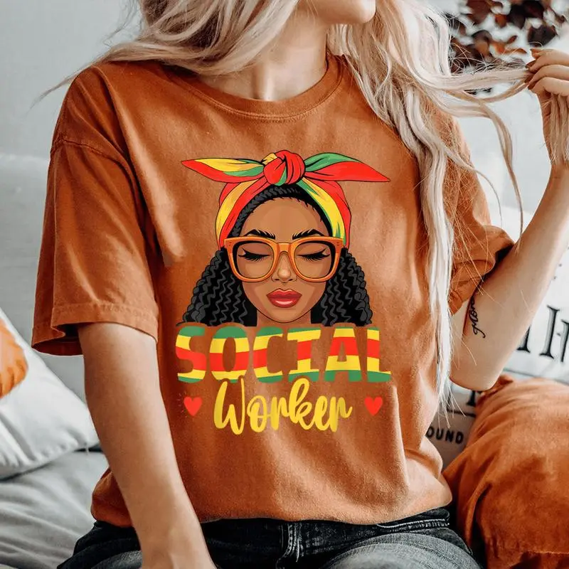 Social Worker African American Black History Month Women's Oversized Comfort T-Shirt