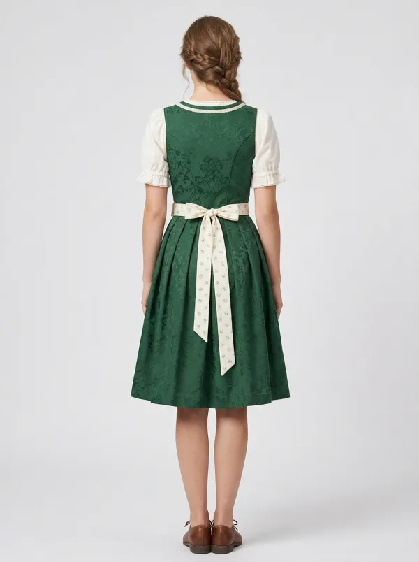 Floral Apron Square Neck Traditional Women's Bavarian Oktoberfest Dirndl Dress