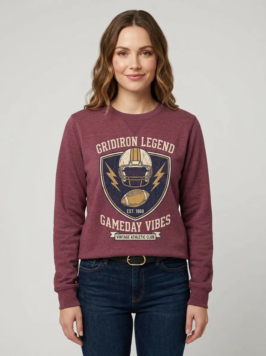 Women's Football Fan Gridiron Legend Helmet Graphic Sweatshirt