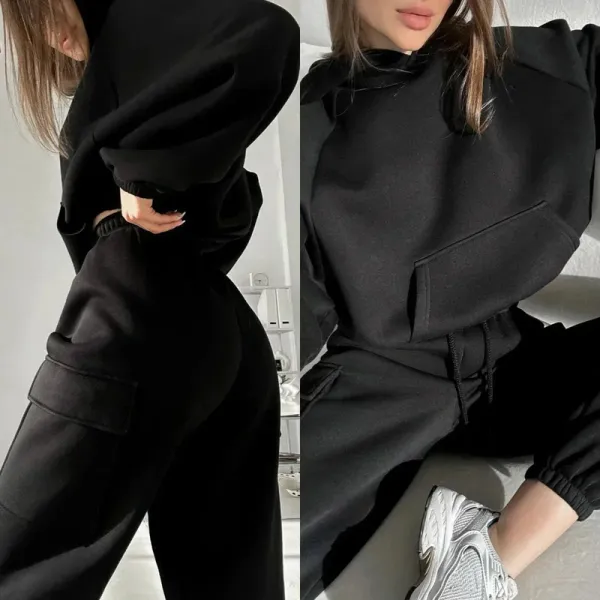 Cargo Pocket Hoodie and Joggers Set
