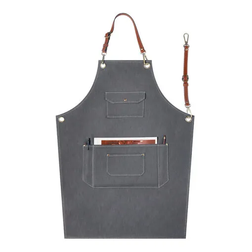 Denim Leather Strap Crossback Kitchen Work Apron