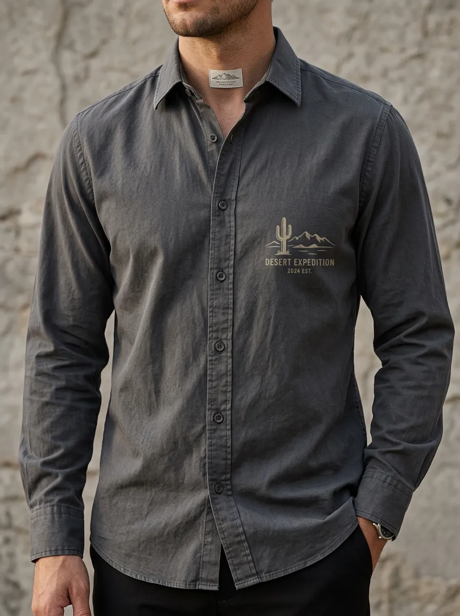 Men's Desert Expedition Cactus Mountain Printed Shirt