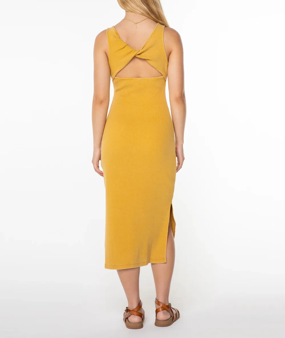 Stretch Cotton Ribbed Figure-Hugging Dress