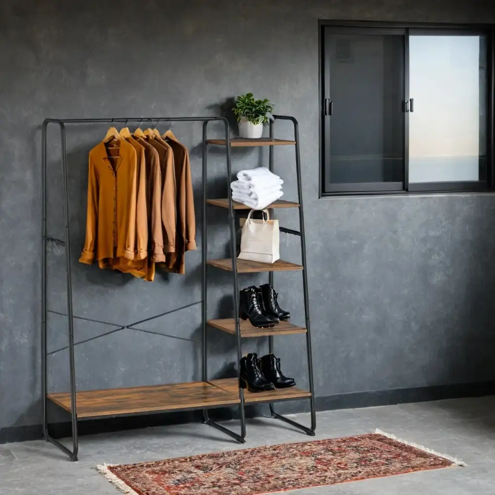 Tiered Garment Rack With Shoe Shelf