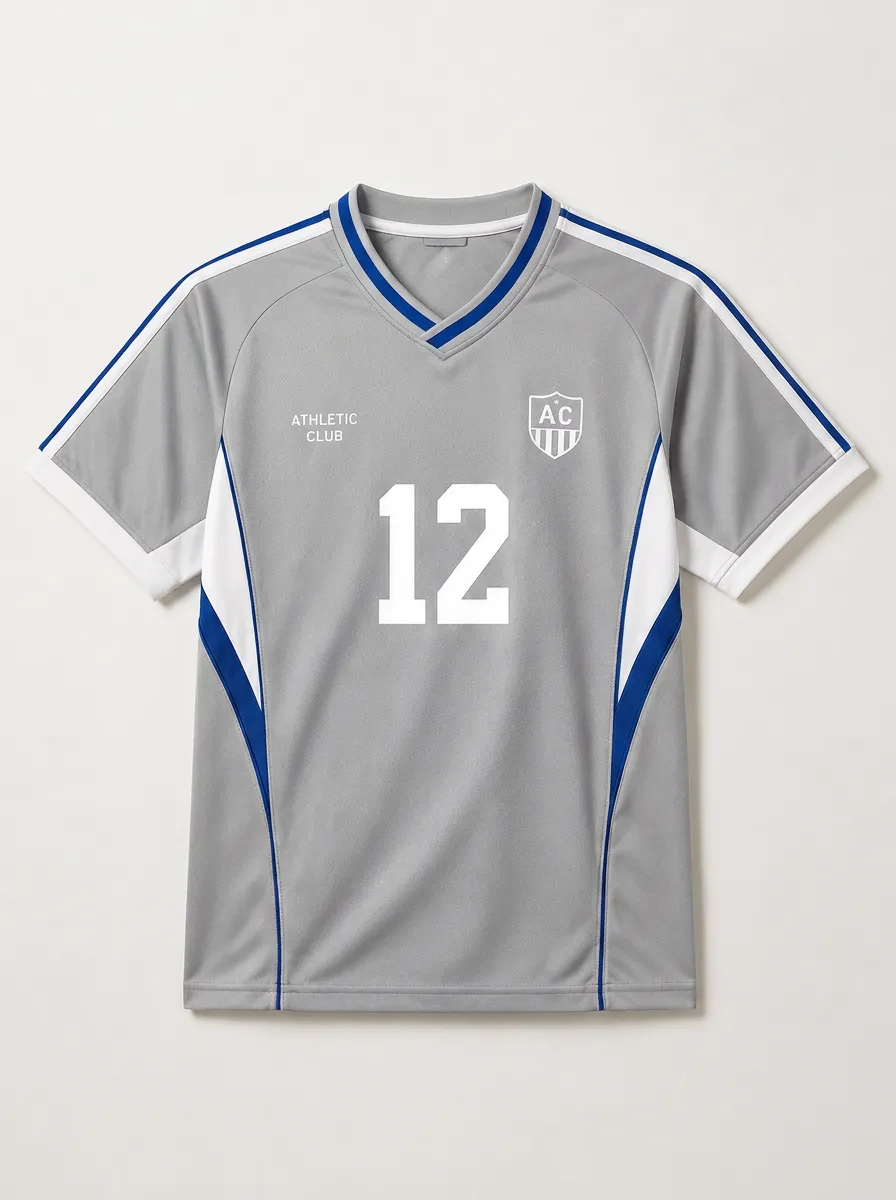 Unisex Athletic Club Number 12 Blue White Printed Soccer Jersey