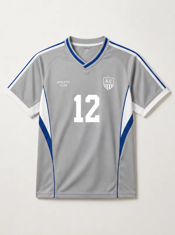 Unisex Athletic Club Number 12 Blue White Printed Soccer Jersey