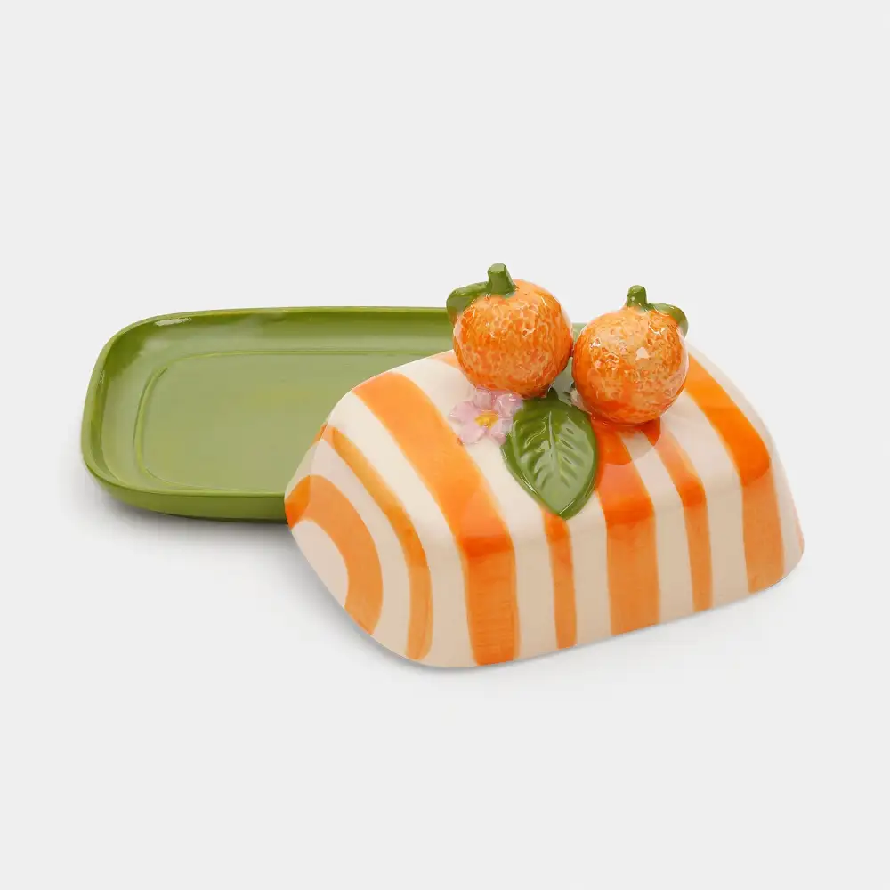 Striped Ceramic Butter Keeper