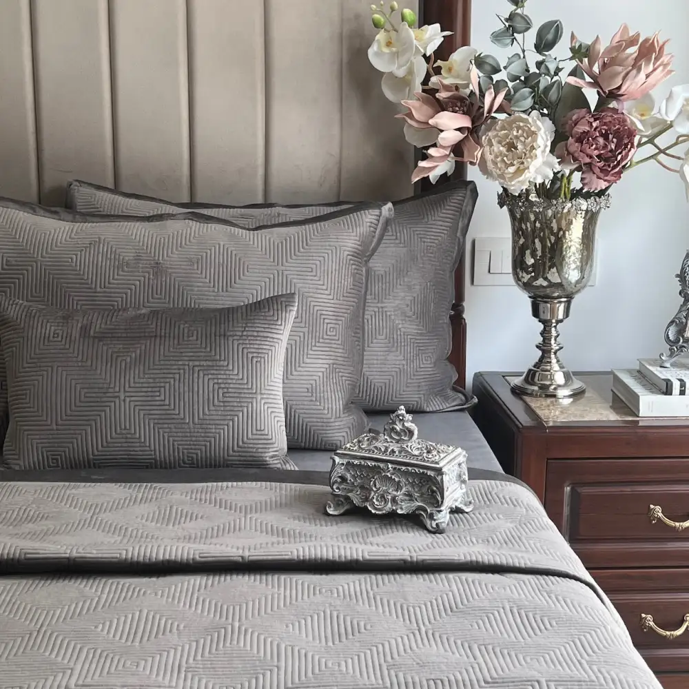 Dark Grey Velvet Bedspread
