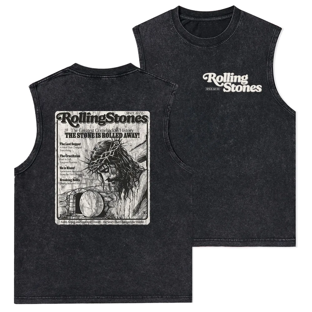 The Stone Was Rolled Away Resurrection Christian Washed Tank Top