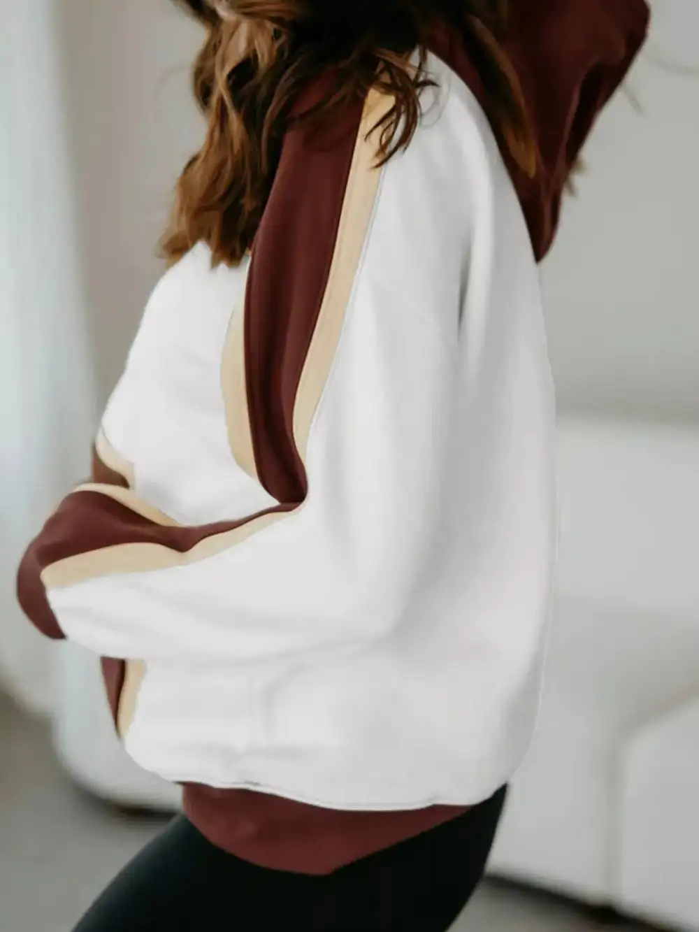 Pocketed Colorblock Patchwork Sweatshirt