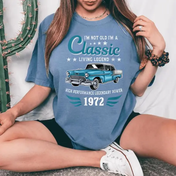 Vintage 1972 Birthday Classic Car For Legends Born In 1972 Women's Oversized Comfort Colors T-Shirt