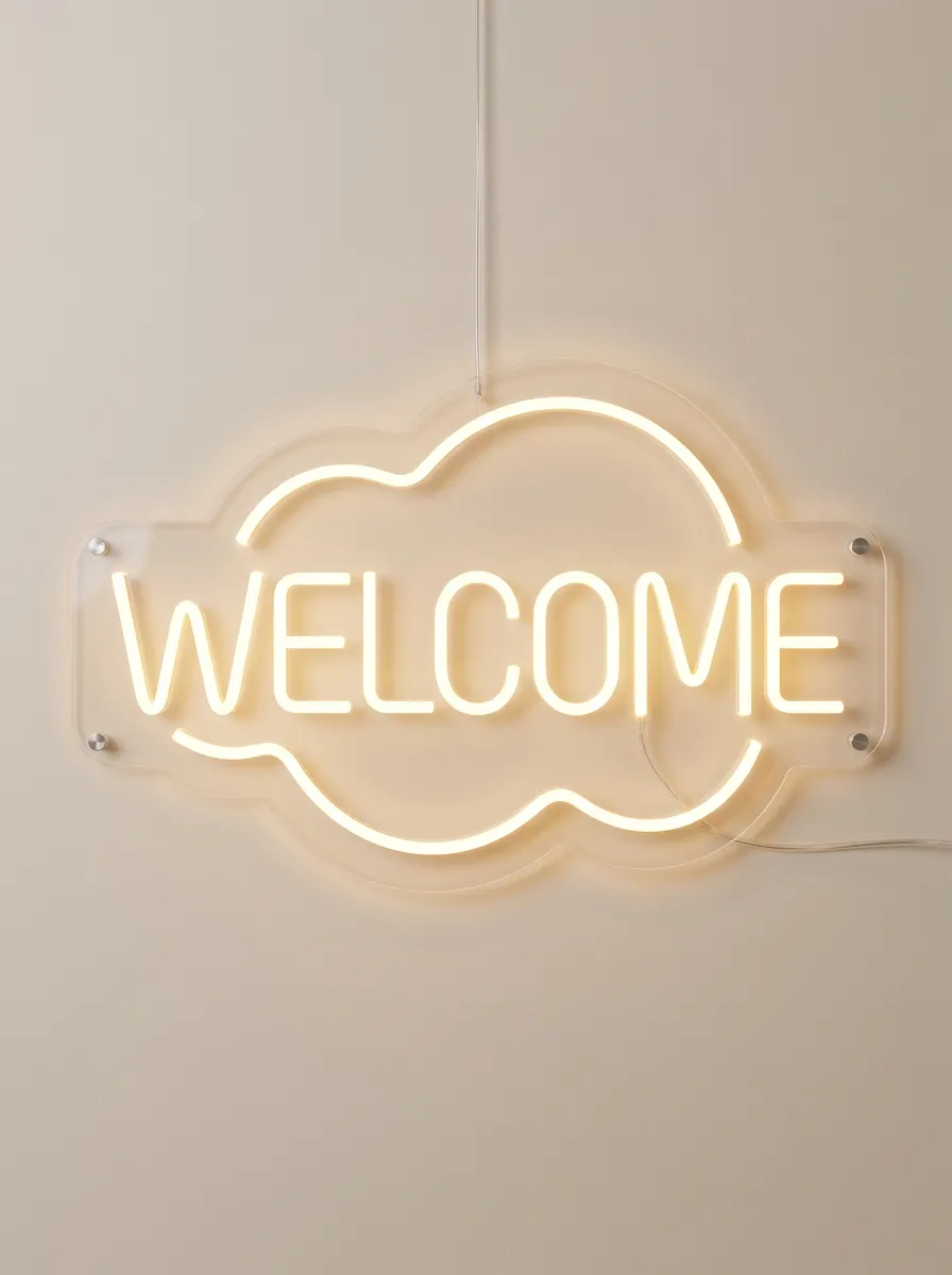 Everyday Cloud-Shaped Welcome Neon Sign