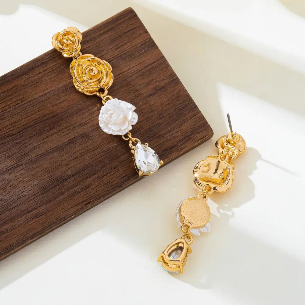 Triple Tier Floral Crystal Dangle