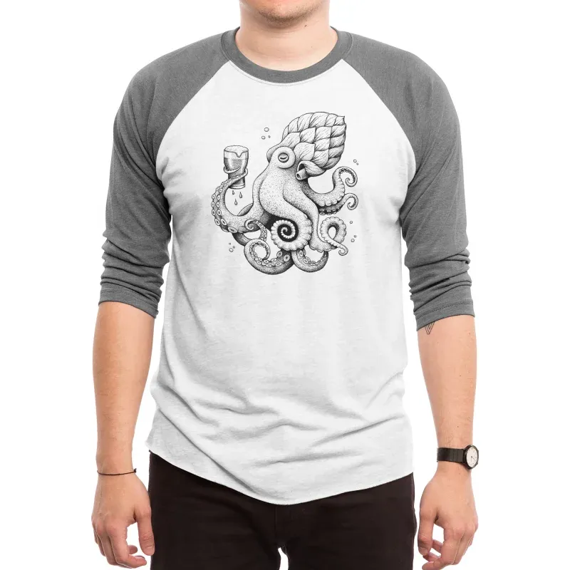 Men's Casual Graffiti Octopus Print Long-Sleeved T-Shirt