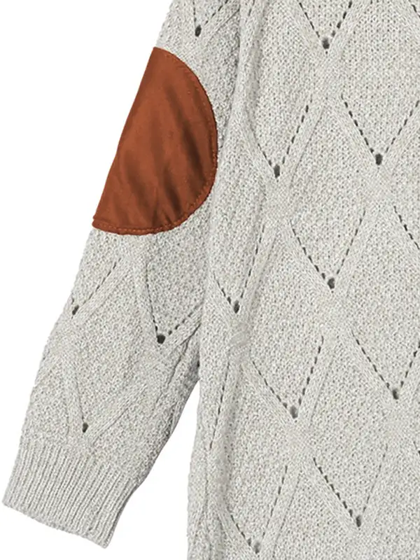 Hooded Long-Sleeve Drop-Shoulder Knit Cardigan