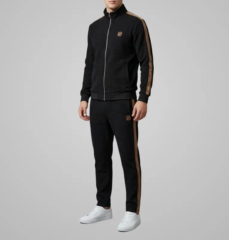 Ribbed Zip Front Tracksuit Set