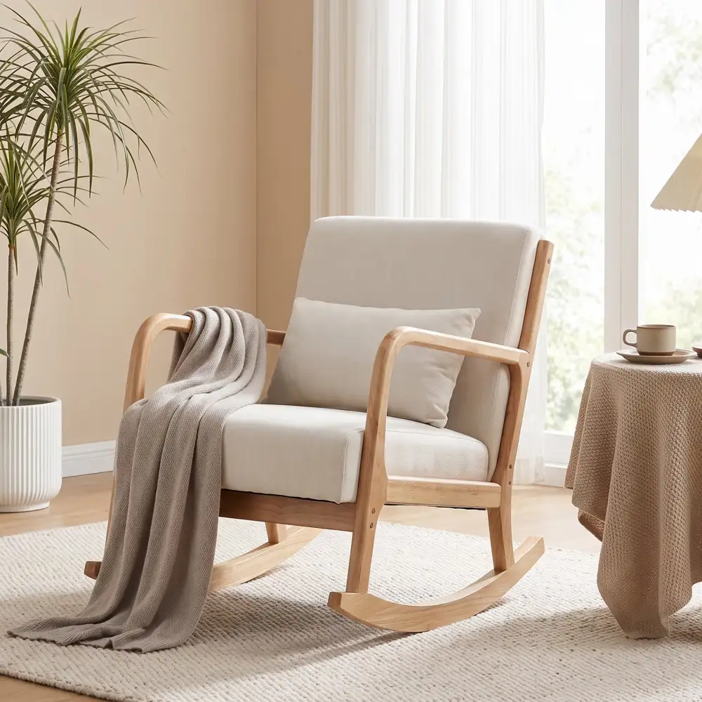 Bedroom Comfort Focused Velvet Rocking Armchair