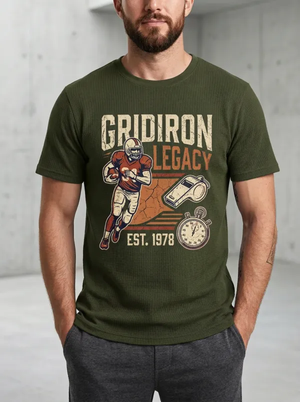 Men's Sideline Inspired Football Gridiron Ball Crew Neck Graphic T-Shirt
